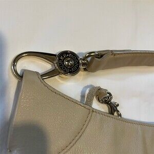 Dooney & Bourke Hobo Shoulder Bag Womens Beige/Taupe Zip Logo Hardware